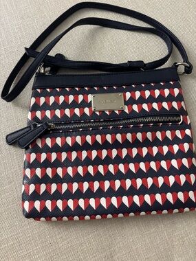 Nine West Navy Red White Heart-Print Crossbody Bag